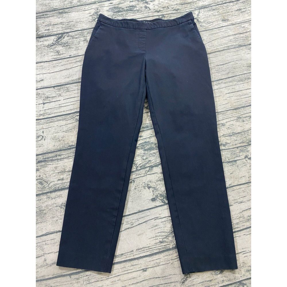 Theory Womens Thaniel Appoach Cropped Slim Pants Black Pull-on Sz 8 (30x26.5)